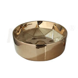 Aurielle Royale Hand-Painted Ceramic Vessel Sink Set with Gold Faucet – Round Luxury Countertop Basin + Pop-Up Drain