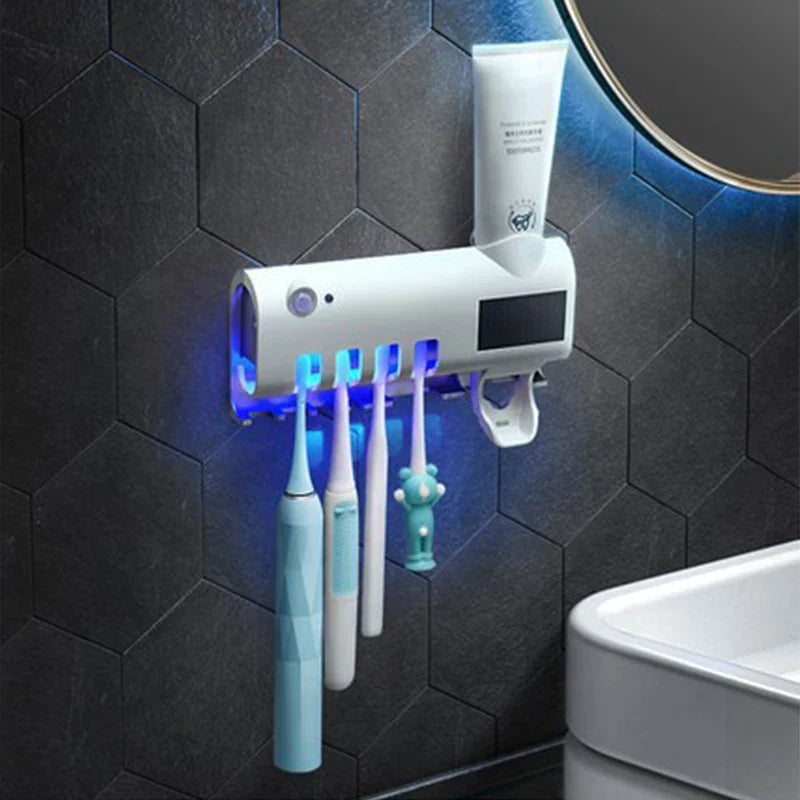 SolarBright UV Toothbrush Sanitizer & Automatic Toothpaste Dispenser – Solar Powered Wall-Mounted Sterilizer for a Cleaner, Healthier Bathroom