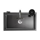 CascadeBlack Luxury Waterfall Undermount Kitchen Sink Set – Black Stainless Steel Single Bowl with Faucet & Soap Dispenser