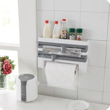 MultiFix 4-in-1 Kitchen Roll Holder – Wall Organizer with Foil Cutter & Bottle Rack