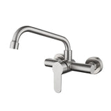 Wall Mounted Stainless Steel Kitchen Faucet with Flexible 360° Swivel Spout and Hot Cold Mixer