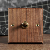 RetroLux Black Walnut Toggle Wall Switch – 1–4 Gang with Brass Lever & Optional USB