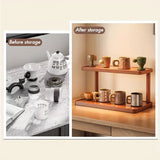 BambuCasa 2-Tier Bamboo Shelf – Kitchen & Tea Room Organizer with Handles
