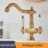 ForgeFlow Industrial Black Brass Bathroom Faucet – Matte Black Dual-Handle Vanity Sink Mixer