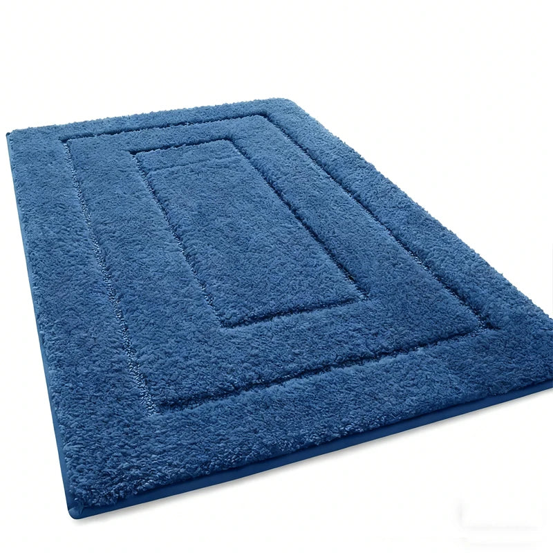 Velveteen Microfiber Bathroom Mat Double Frame Premium – Non Slip Absorbent Rug | Soft Comfort | Quick Dry Floor Mat