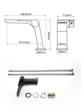 ShadowStream LuxeFall Waterfall Bathroom Faucet – Gun Grey Solid Brass Single-Handle Sink Mixer with Hot & Cold Control