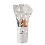 ChefEase – 12-Piece Silicone Kitchen Utensil Set with Wooden Handles