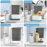 SoapStation Ultra 5-in-1 Sink Organizer – Dual Soap Dispenser, Sponge Holder, Cloth Rack & Drip Tray Kitchen Cleaning System