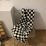 CheckMate Black & White Plaid Towel Set – 100% Polyester Coral Fleece