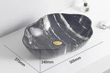 MarbleLuxe Ovalis Vessel Sink – Marble Pattern Ceramic Countertop Bathroom Basin | Modern Luxury 12L