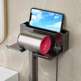 MultiHold Hair Dryer Wall Organizer – No-Drill, Dual-Layer ABS Storage