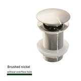 FlowLux Solid Brass Pop-Up Bathroom Sink Drain – Push-Down Stopper with Overflow Option (2.6” Universal Fit)