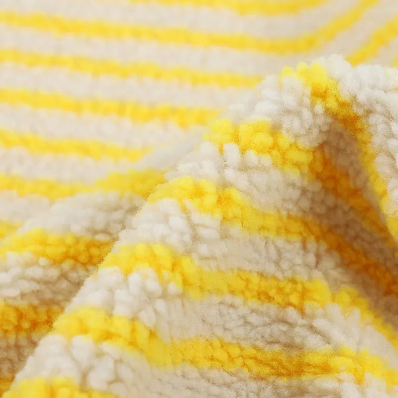 LambSoft Stripe Jacquard Lamb Fleece Fabric – Soft Premium Textile for Kids’ Clothing & DIY Projects