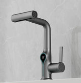 AquaGlow SmartFalls Digital Waterfall Bathroom Faucet – LED Temperature Display, Lift Spout & Adjustable Spray, Hot & Cold Mixer