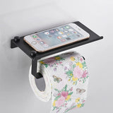 ShelfRoll Aluminum Toilet Paper Holder with Phone Shelf – Wall-Mounted Bathroom Organizer