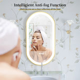 Luvodi Luxury Oval LED Bathroom Mirror – Gold Aluminum Frame with Anti-Fog Function (32×20 in)