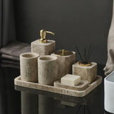 ImperialMarble Emperador Light Bathroom Set – 7-Piece Luxury Natural Marble Collection