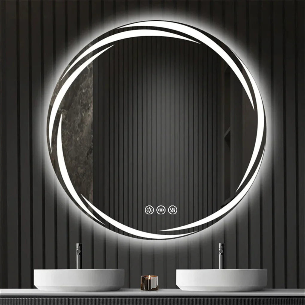 GlowRound ClearView LED Bathroom Mirror – Anti-Fog Round Lighted Vanity Mirror with 3 Color Lighting Modes (24” / 32”)