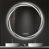 GlowRound ClearView LED Bathroom Mirror – Anti-Fog Round Lighted Vanity Mirror with 3 Color Lighting Modes (24” / 32”)