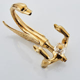 Aurelia Classic Gold Wall-Mount Bathtub & Shower Faucet – Dual Handle, Brass