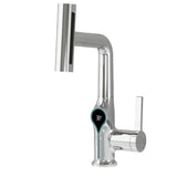 AquaGlow SmartFalls Digital Waterfall Bathroom Faucet – LED Temperature Display, Lift Spout & Adjustable Spray, Hot & Cold Mixer