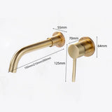 Aureva LuxaWall Elite – Brushed Gold Wall-Mount Concealed Bathroom Faucet | Solid Brass Luxury Sink Mixer