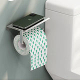 ShelfRoll Aluminum Toilet Paper Holder with Phone Shelf – Wall-Mounted Bathroom Organizer