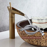 CascadeÉlan Luxury Waterfall Bathroom Faucet – Single Handle Antique Basin faucet with Hot & Cold Control
