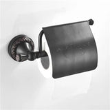 RetroRoll Black Antique Toilet Paper Holder – Vintage Forged Iron Design with Decorative Engraving | Classic Bathroom Accessory