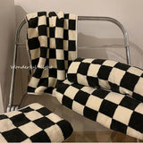 CheckMate Black & White Plaid Towel Set – 100% Polyester Coral Fleece