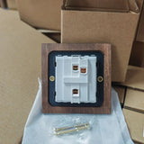 RetroLux Black Walnut Toggle Wall Switch – 1–4 Gang with Brass Lever & Optional USB