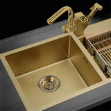 Aurelio Premium Gold Stainless Steel Sink Strainer – 4.5-inch Drain Stopper for Kitchen & Bathroom
