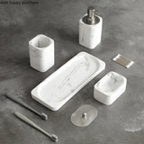 MarbleElegance 4-Piece Bathroom Accessory Set – Resin Marble Finish