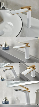 Luxury Black White Rose Gold Bathroom Faucet Premium – Single Handle Basin Mixer | Hot & Cold Water Control | Modern Brass Design