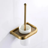 RegalBrass Vintage Antique Brass Bathroom Hardware Set – 5-Piece Wall-Mounted Bath Accessory Collection with Toilet Brush Holder