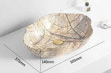 MarbleLuxe Ovalis Vessel Sink – Marble Pattern Ceramic Countertop Bathroom Basin | Modern Luxury 12L