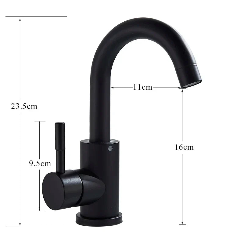 Contemporary Stainless Steel Bathroom Sink Faucet in Matte Black or Brushed Nickel Finish