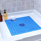SafeStep Anti-Slip Shower Mat 21×21 in – PVC Safety Mat with Suction Cups & Quick-Dry Drain Holes