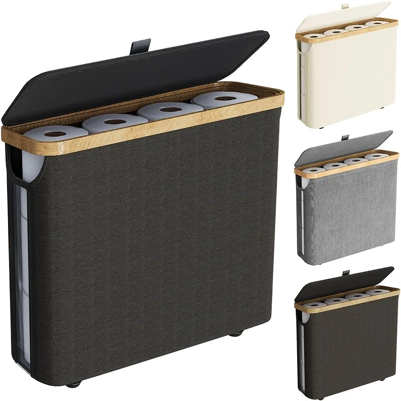 RollGuard Elegant Toilet Paper Holder with Lid – Closed Storage Container for Bathroom Rolls