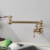 Brushed Gold Wall Mount Kitchen Faucet Premium – Single Cold Water Tap | 360° Swivel Spout | Space Saving Design