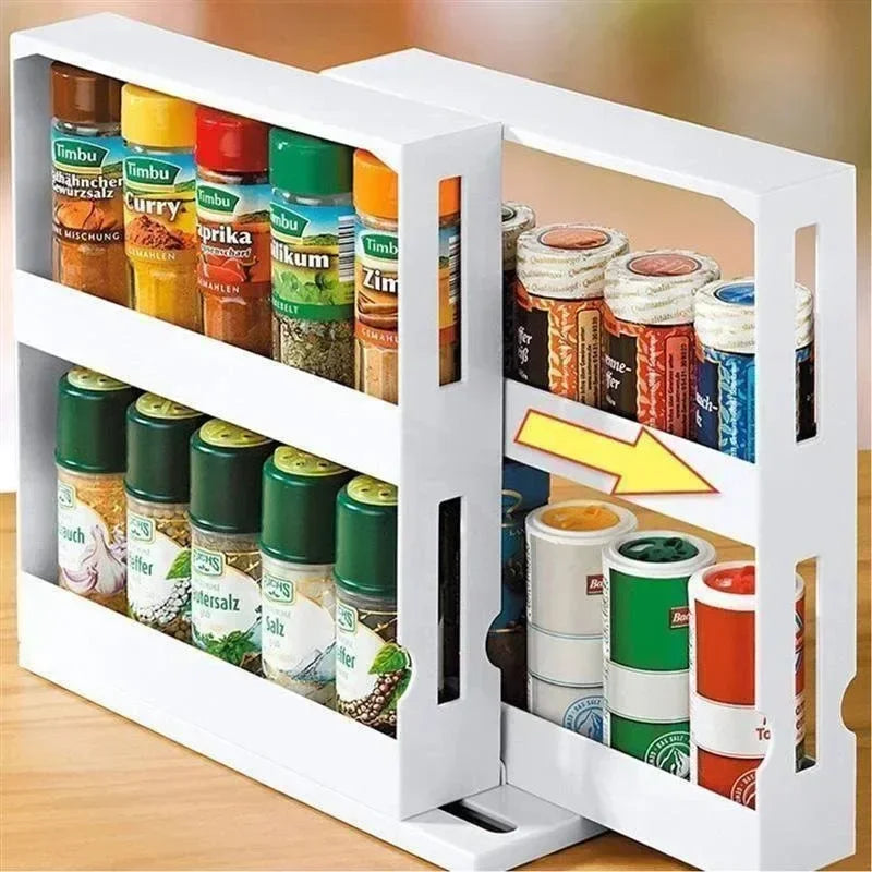 TurnEasy 2-Tier Rotating Organizer – Multifunctional Spice & Bathroom Storage Rack