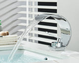 Sleek Waterfall Bathroom Faucet with Single Handle – Modern Brass Basin Mixer for Hot and Cold Water