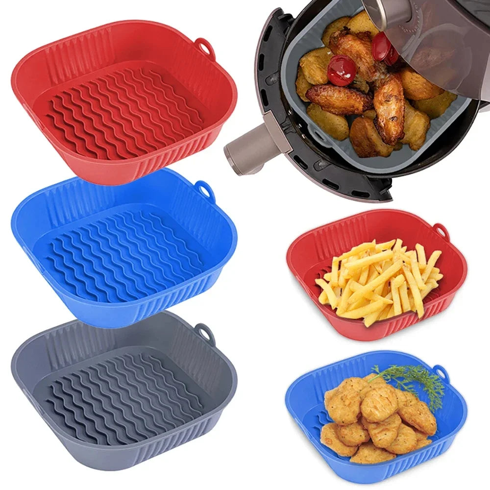 AirBake – Silicone Airfryer Pan & Baking Tray | Reusable Square BBQ & Oven Mat