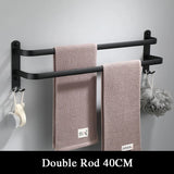 SlateBar Matte Black Aluminum Towel Bar – Wall-Mounted Modern Bathroom Towel Holder