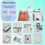 LuxSteel Digital Kitchen Sink – 29.5 × 17.7 in | Gun Grey | Wall-Mount | Waterfall Drain & Soap Dispenser