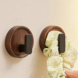 Nurlin Walnut Wood Wall Hook – Black Coat Hook for Keys, Jackets, Towels & Bathroom | No Drilling Required