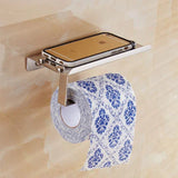ShelfRoll Aluminum Toilet Paper Holder with Phone Shelf – Wall-Mounted Bathroom Organizer