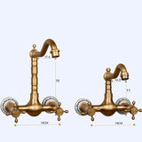 RegalWall Antique Brass Wall-Mount RegalWall Antique Brass Wall-Mount Faucet – Hot & Cold Water Mixer for Kitchen & Bathroom