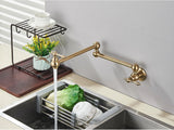Brushed Gold Wall Mount Kitchen Faucet Premium – Single Cold Water Tap | 360° Swivel Spout | Space Saving Design