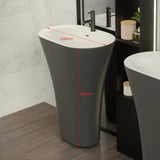 PureStone Freestanding Solid Surface Pedestal Sink – Modern Matte or Gloss Black/White Bathroom Basin